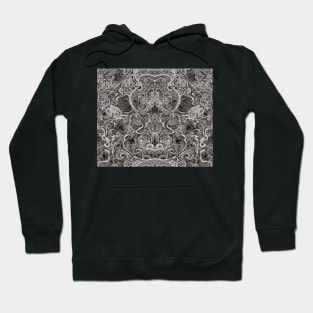 Grayscale Aesthetic Fractal Shapes - Black and White Abstract Artwork Hoodie